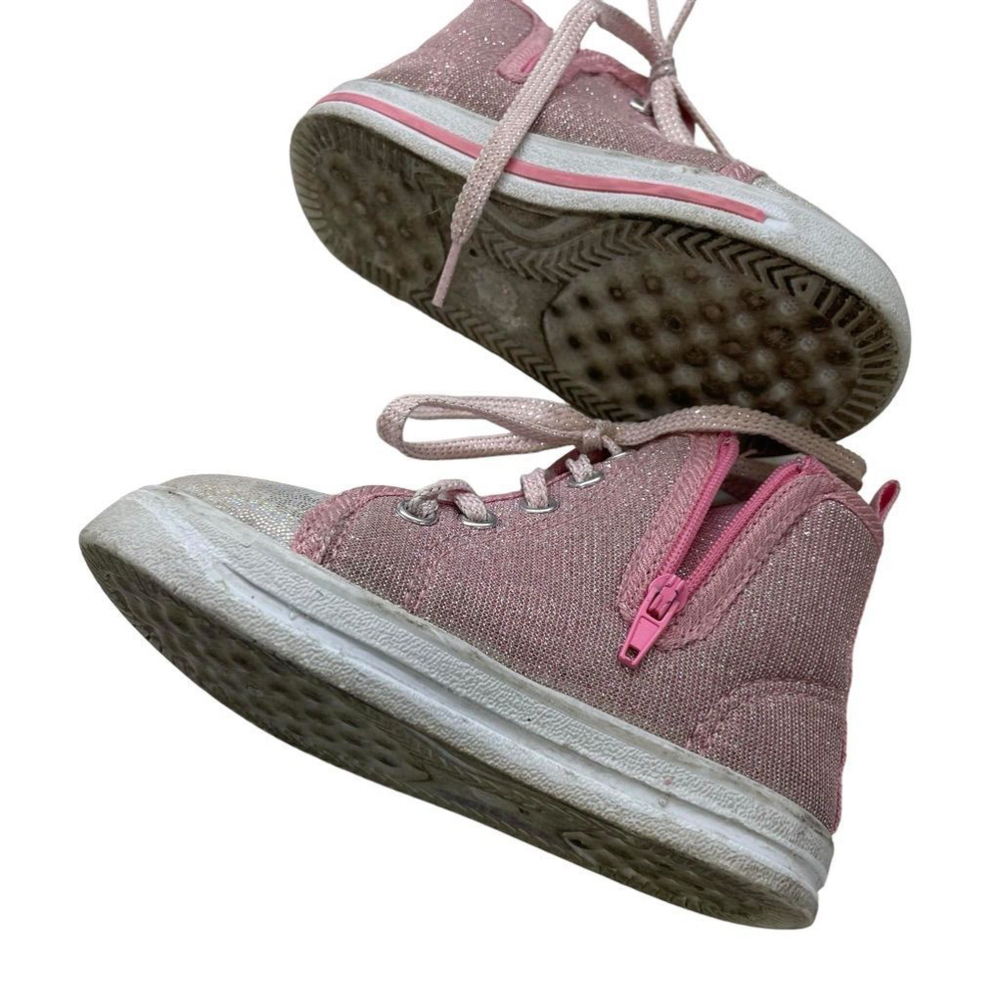 Girls Justice Pink Glitter High Top Sneakers Size 6